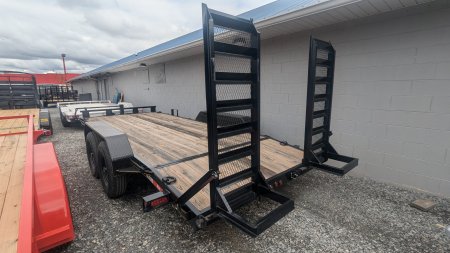 New 2024 P & T Trailers 14K 17+3 WOOD MESH FLIP Equipment Trailer