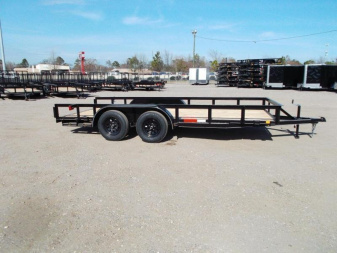 New 2025 J&C TRAILERS 83x16 Utility Trailer / Lowboy Trailer / 2" Bulldog Coupler / 5ft Slide Out Ramps