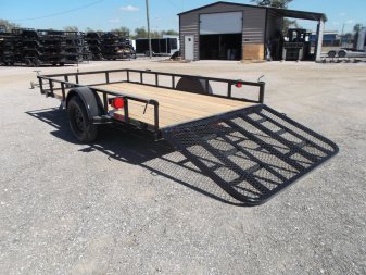 New 2025 J&C TRAILERS 77x12 Single Axle Utility Trailer / C-Channel Wrap Tongue / 2" Bulldog Coupler / 4ft Ramp Gate