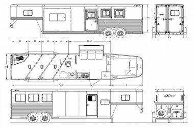New 2025 Exiss Trailers 2,3,4 Horse w/ 10' short wall LQ Stock / Stock Combo Trailer