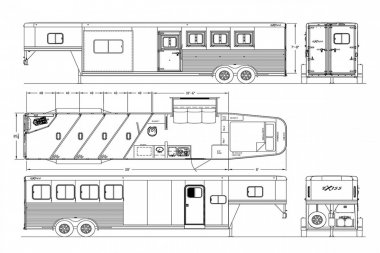 New 2025 Exiss Trailers 2,3,4 Horse w/ 10' short wall LQ Stock / Stock Combo Trailer