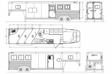 New 2025 Exiss Trailers 2,3,4 Horse w/ 10' short wall LQ Stock / Stock Combo Trailer