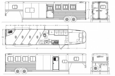 New 2025 Exiss Trailers 2,3,4 Horse w/ 10' short wall LQ Stock / Stock Combo Trailer