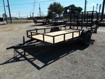 New 2025 J&C TRAILERS 77x14 Single Axle Utility Trailer / C-Channel Wrap Tongue / 2" Bulldog Coupler / 4ft Ramp Gate