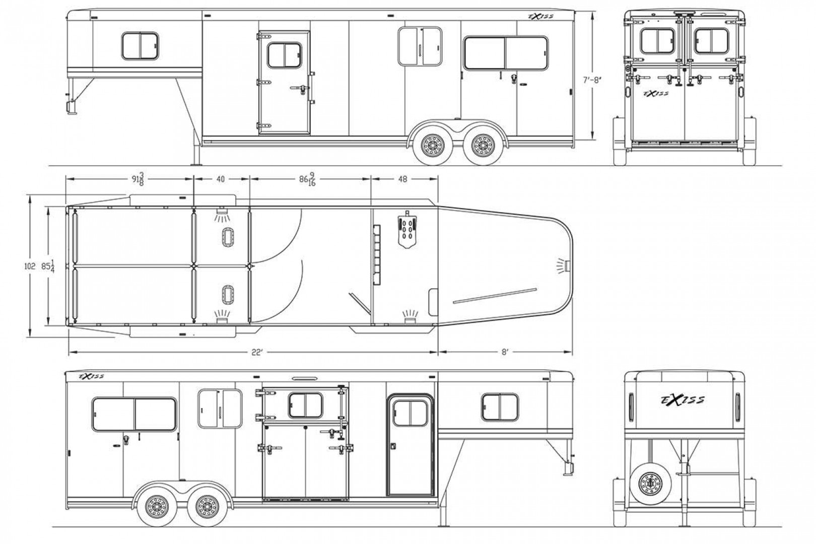 New 2025 Exiss Trailers 7200 SR 2+1 Stock / Stock Combo Trailer