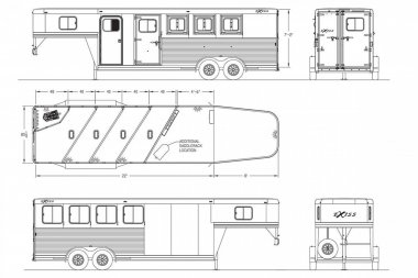 New 2025 Exiss Trailers 7400 4 HORSE GN Stock / Stock Combo Trailer