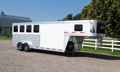 New 2025 Exiss Trailers 7400 4 HORSE GN Stock / Stock Combo Trailer