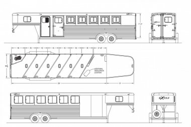 New 2025 Exiss Trailers 7400 4 HORSE GN Stock / Stock Combo Trailer