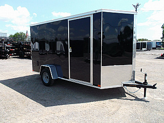 New 2025 Covered Wagon Trailers 6x12 SA Cargo / Enclosed Trailer / Extra Wide Ramp / 36" RV Side Door / 6'6" Interior / Bed Lined Tongue and Frame / (4) D-Rings / .030 Black Semi-Screwless Exterior