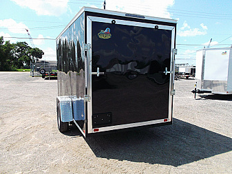 New 2025 Covered Wagon Trailers 6x12 SA Cargo / Enclosed Trailer / Extra Wide Ramp / 36" RV Side Door / 6'6" Interior / Bed Lined Tongue and Frame / (4) D-Rings / .030 Black Semi-Screwless Exterior