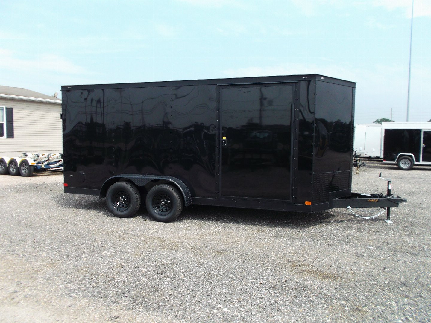 New 2025 COVERED WAGON TRAILERS 7x16 Cargo Trailer / Enclosed Trailer / 7ft Interior / Extra Wide Ramp / 48" RV Side Door / LEDs / .030 Black Semi-Screwless Exterior / Black Out Package