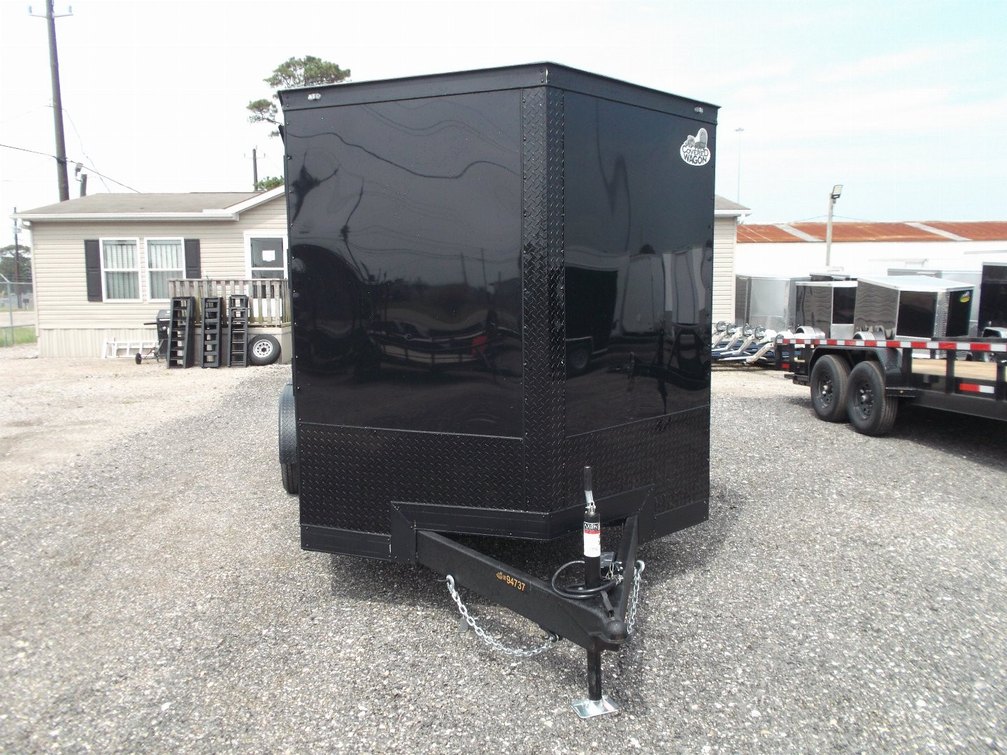 New 2025 COVERED WAGON TRAILERS 7x16 Cargo Trailer / Enclosed Trailer / 7ft Interior / Extra Wide Ramp / 48" RV Side Door / LEDs / .030 Black Semi-Screwless Exterior / Black Out Package