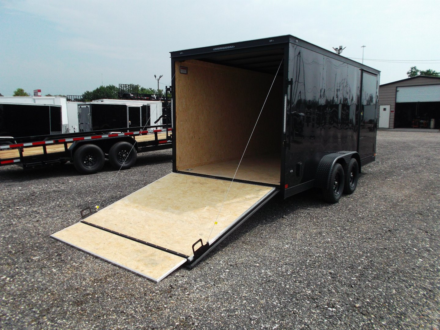 New 2025 COVERED WAGON TRAILERS 7x16 Cargo Trailer / Enclosed Trailer / 7ft Interior / Extra Wide Ramp / 48" RV Side Door / LEDs / .030 Black Semi-Screwless Exterior / Black Out Package