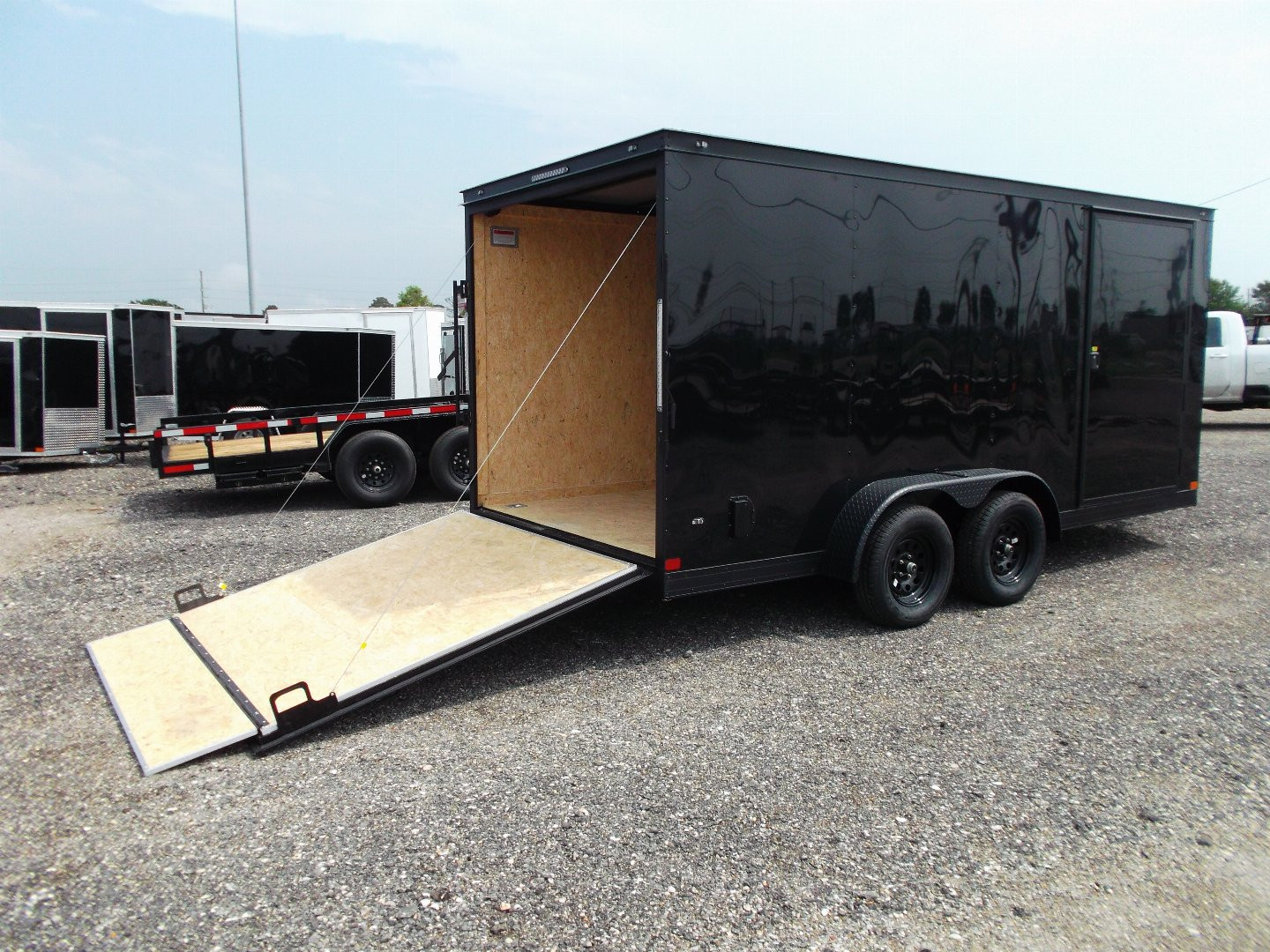 New 2025 COVERED WAGON TRAILERS 7x16 Cargo Trailer / Enclosed Trailer / 7ft Interior / Extra Wide Ramp / 48" RV Side Door / LEDs / .030 Black Semi-Screwless Exterior / Black Out Package
