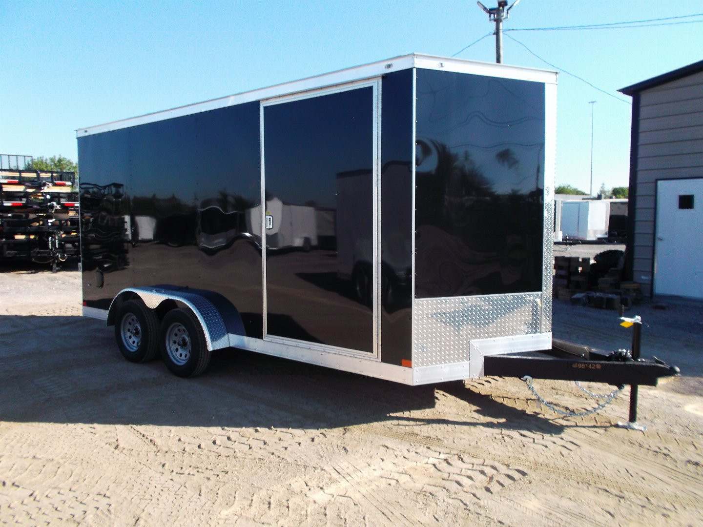 New 2025 COVERED WAGON TRAILERS 7x16 Cargo Trailer / Enclosed Trailer / 7ft Interior / Extra Wide Ramp / 48" RV Side Door / LEDs / .030 Black Semi-Screwless Exterior