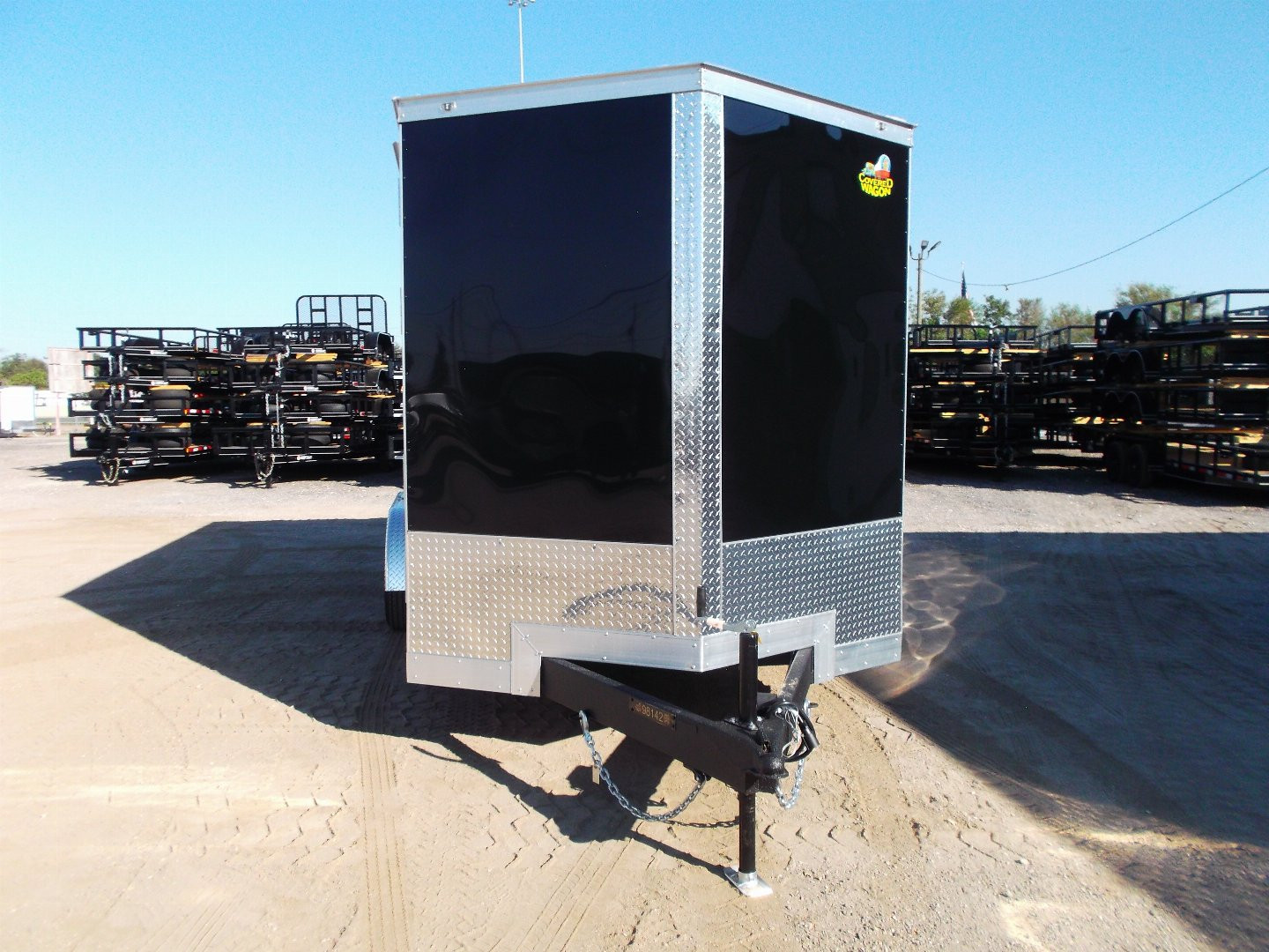 New 2025 COVERED WAGON TRAILERS 7x16 Cargo Trailer / Enclosed Trailer / 7ft Interior / Extra Wide Ramp / 48" RV Side Door / LEDs / .030 Black Semi-Screwless Exterior