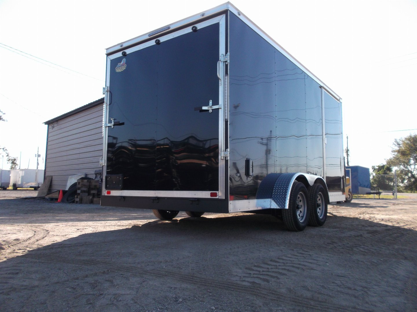 New 2025 COVERED WAGON TRAILERS 7x16 Cargo Trailer / Enclosed Trailer / 7ft Interior / Extra Wide Ramp / 48" RV Side Door / LEDs / .030 Black Semi-Screwless Exterior