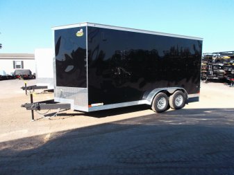 New 2025 COVERED WAGON TRAILERS 7x16 Cargo Trailer / Enclosed Trailer / 7ft Interior / Extra Wide Ramp / 48" RV Side Door / LEDs / .030 Black Semi-Screwless Exterior