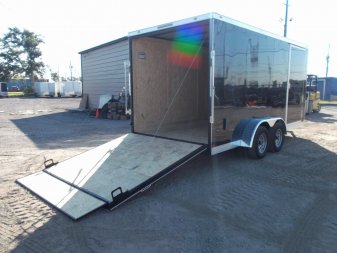 New 2025 COVERED WAGON TRAILERS 7x16 Cargo Trailer / Enclosed Trailer / 7ft Interior / Extra Wide Ramp / 48" RV Side Door / LEDs / .030 Black Semi-Screwless Exterior
