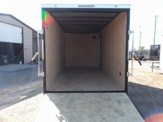 New 2025 COVERED WAGON TRAILERS 7x16 Cargo Trailer / Enclosed Trailer / 7ft Interior / Extra Wide Ramp / 48" RV Side Door / LEDs / .030 Black Semi-Screwless Exterior