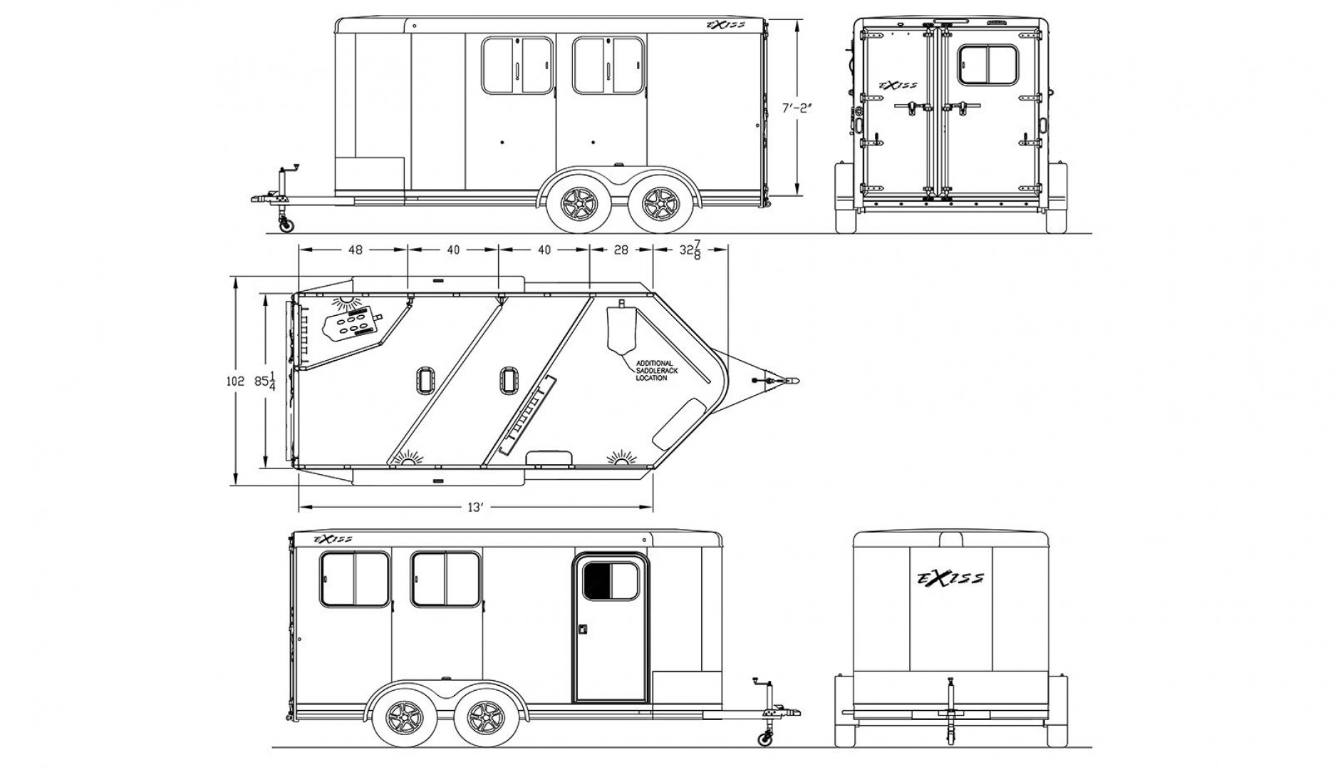 New 2025 Exiss Trailers 720 BP Stock / Stock Combo Trailer
