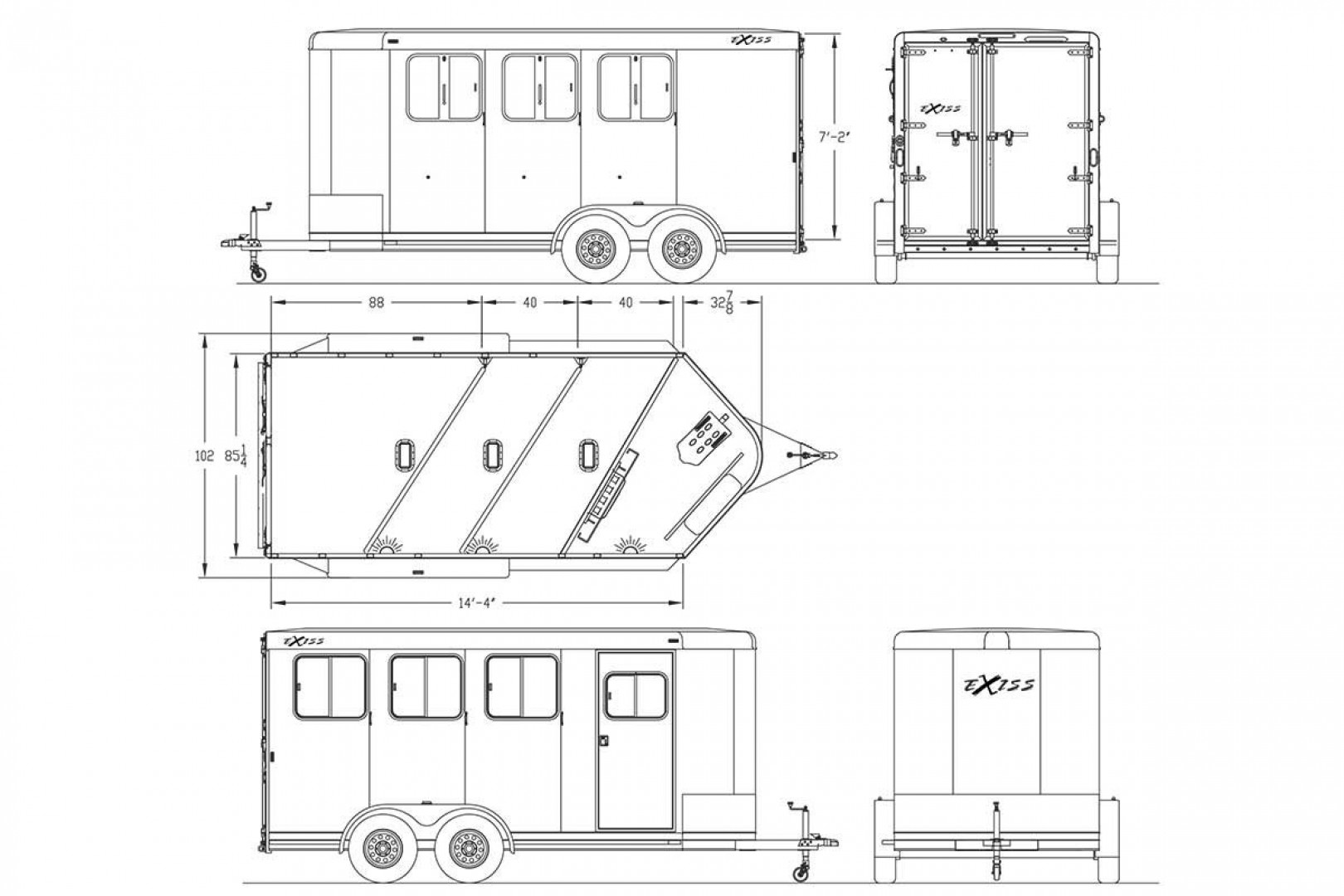 New 2025 Exiss Trailers EXPRESS 3H BP - SS Stock / Stock Combo Trailer