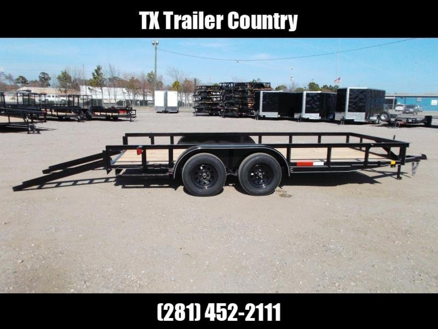 New 2025 J&C TRAILERS 83x16 Utility Trailer / Lowboy Trailer / 2" Bulldog Coupler / 5ft Slide Out Ramps / Electric Brakes