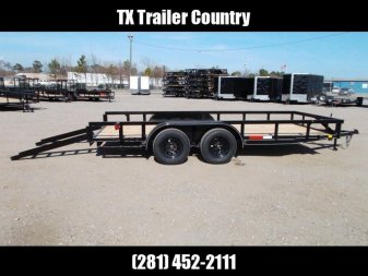 New 2025 J&C TRAILERS 83x16 Utility Trailer / Lowboy Trailer / 2" Bulldog Coupler / 5ft Slide Out Ramps / Electric Brakes