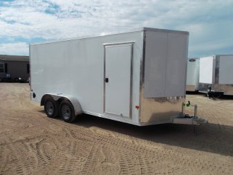 New 2025 Alcom XLT Pro Series 7x16 Cargo Trailer / Enclosed Trailer / ALL Aluminum Construction / 6'6" Interior / Ramp / .030 White FULLY Screwless Exterior