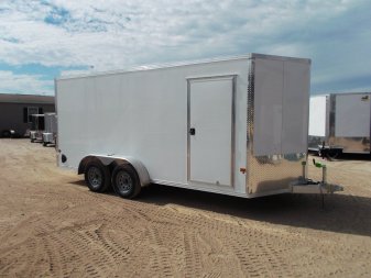 New 2025 Alcom XLT Pro Series 7x16 Cargo Trailer / Enclosed Trailer / ALL Aluminum Construction / 6'6" Interior / Ramp / .030 White FULLY Screwless Exterior