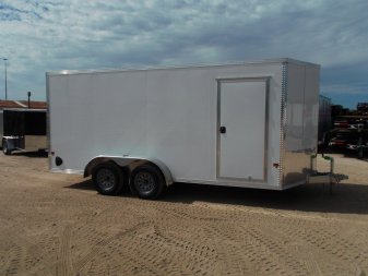 New 2025 Alcom XLT Pro Series 7x16 Cargo Trailer / Enclosed Trailer / ALL Aluminum Construction / 6'6" Interior / Ramp / .030 White FULLY Screwless Exterior