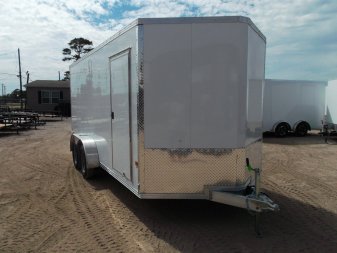 New 2025 Alcom XLT Pro Series 7x16 Cargo Trailer / Enclosed Trailer / ALL Aluminum Construction / 6'6" Interior / Ramp / .030 White FULLY Screwless Exterior