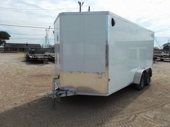 New 2025 Alcom XLT Pro Series 7x16 Cargo Trailer / Enclosed Trailer / ALL Aluminum Construction / 6'6" Interior / Ramp / .030 White FULLY Screwless Exterior
