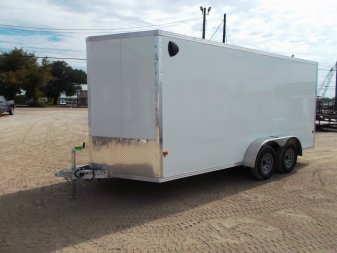New 2025 Alcom XLT Pro Series 7x16 Cargo Trailer / Enclosed Trailer / ALL Aluminum Construction / 6'6" Interior / Ramp / .030 White FULLY Screwless Exterior