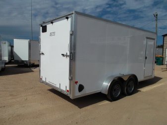 New 2025 Alcom XLT Pro Series 7x16 Cargo Trailer / Enclosed Trailer / ALL Aluminum Construction / 6'6" Interior / Ramp / .030 White FULLY Screwless Exterior