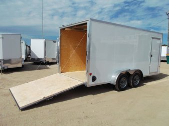 New 2025 Alcom XLT Pro Series 7x16 Cargo Trailer / Enclosed Trailer / ALL Aluminum Construction / 6'6" Interior / Ramp / .030 White FULLY Screwless Exterior