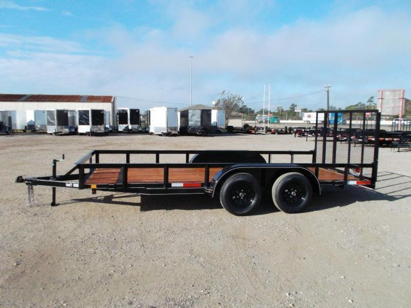 New 2025 J&C TRAILERS 77x16 Tandem Axle Utility Trailer / Lowboy Trailer / 2" Bulldog Coupler / 4ft Ramp Gate / Electric Brakes