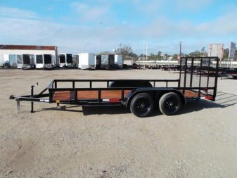 New 2025 J&C TRAILERS 77x16 Tandem Axle Utility Trailer / Lowboy Trailer / 2" Bulldog Coupler / 4ft Ramp Gate / Electric Brakes