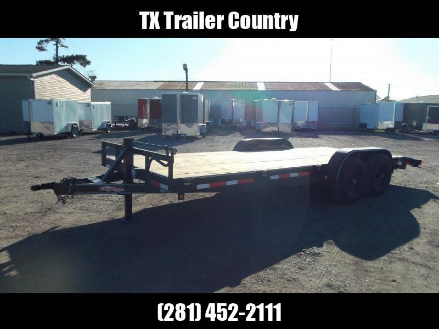 New 2025 J&C Trailers 83x20 Tandem Axle 14K Car Hauler / Equipment Trailer / Flat Deck / 7000# Axles / 10K Jack / 2ft Dovetail / 5ft C-Channel Ramps
