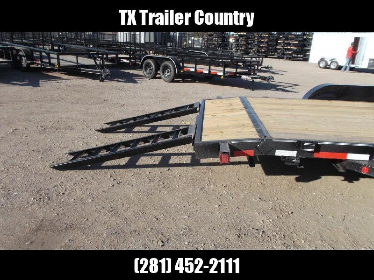 New 2025 J&C Trailers 83x20 Tandem Axle 14K Car Hauler / Equipment Trailer / Flat Deck / 7000# Axles / 10K Jack / 2ft Dovetail / 5ft C-Channel Ramps