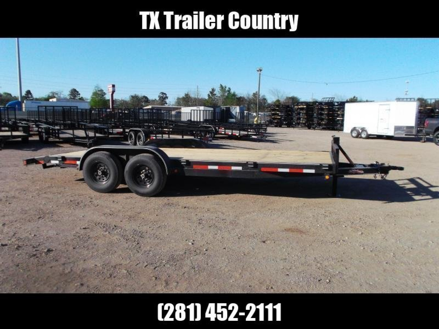 New 2025 J&C Trailers 83x20 Tandem Axle 14K Car Hauler / Equipment Trailer / Flat Deck / 7000# Axles / 10K Jack / 2ft Dovetail / 5ft C-Channel Ramps