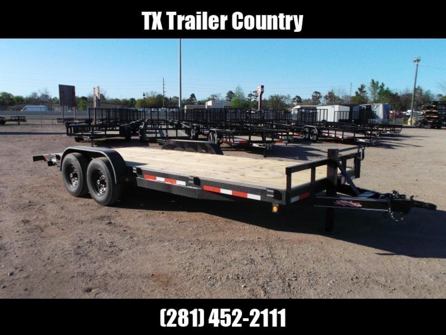 New 2025 J&C Trailers 83x20 Tandem Axle 14K Car Hauler / Equipment Trailer / Flat Deck / 7000# Axles / 10K Jack / 2ft Dovetail / 5ft C-Channel Ramps