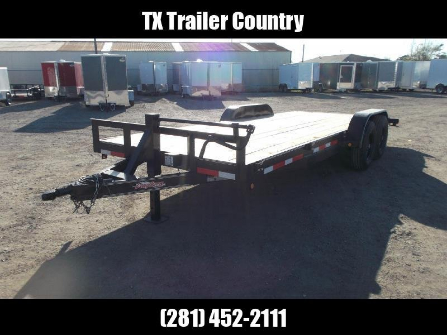 New 2025 J&C Trailers 83x20 Tandem Axle 14K Car Hauler / Equipment Trailer / Flat Deck / 7000# Axles / 10K Jack / 2ft Dovetail / 5ft C-Channel Ramps