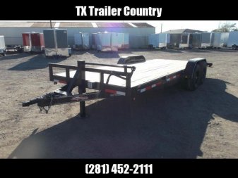 New 2025 J&C Trailers 83x20 Tandem Axle 14K Car Hauler / Equipment Trailer / Flat Deck / 7000# Axles / 10K Jack / 2ft Dovetail / 5ft C-Channel Ramps