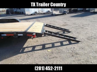 New 2025 J&C Trailers 83x20 Tandem Axle 14K Car Hauler / Equipment Trailer / Flat Deck / 7000# Axles / 10K Jack / 2ft Dovetail / 5ft C-Channel Ramps