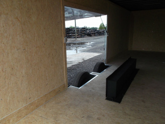 New 2025 COVERED WAGON 8.5x28 Race Trailer / Cargo Trailer / XXL Package / 7'6" Interior Height / Split 7000# Torsion Axles / Heavy Duty Extra Wide Ramp / .080 Black Poly Core / Rear Spoiler w/ LEDS / Side Wall Escape Door / Mag Wheels / Black Out Package