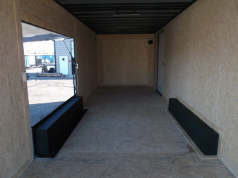 New 2025 COVERED WAGON 8.5x28 Race Trailer / Cargo Trailer / XXL Package / 7'6" Interior Height / Split 7000# Torsion Axles / Heavy Duty Extra Wide Ramp / .080 Black Poly Core / Rear Spoiler w/ LEDS / Side Wall Escape Door / Mag Wheels / Black Out Package