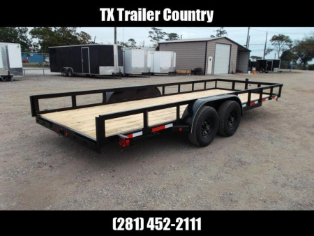 New 2025 LONGHORN TRAILERS 83x20 Utility Trailer / Lowboy Trailer / 5200# Axles / Brakes / 5ft C-Channel Ramps