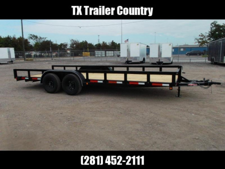 New 2025 LONGHORN TRAILERS 83x20 Utility Trailer / Lowboy Trailer / 5200# Axles / Brakes / 5ft C-Channel Ramps