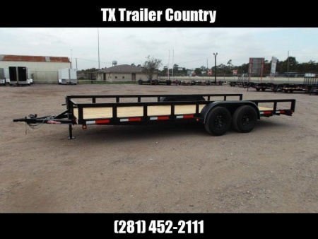 New 2025 LONGHORN TRAILERS 83x20 Utility Trailer / Lowboy Trailer / 5200# Axles / Brakes / 5ft C-Channel Ramps
